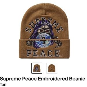 Supreme Peace Embroidered Beanie Tan OS New With Tags